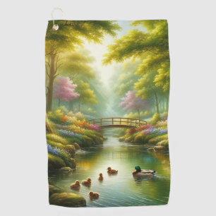 Frühlingshai mit Enten/Blume Golfhandtuch