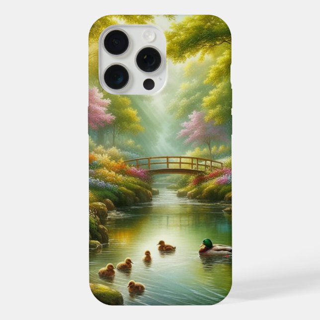 Frühlingshai mit Enten/Blume iPhone 15 Pro Max Hülle (Rückseite)
