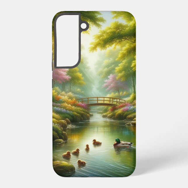 Frühlingshai mit Enten/Blume Samsung Galaxy Hülle (Rückseite)