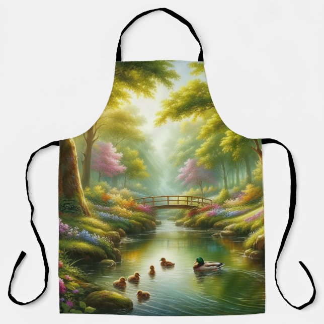 Frühlingshai mit Enten/Blume Schürze (Vorderseite)