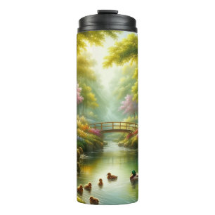 Frühlingshai mit Enten/Blume Thermosbecher