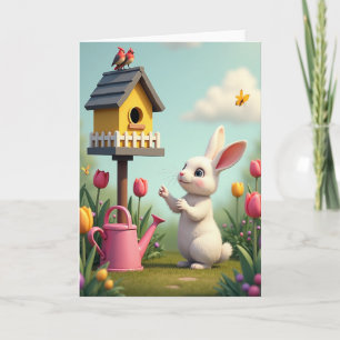 Frühlingshase-Garten-Szene Karte
