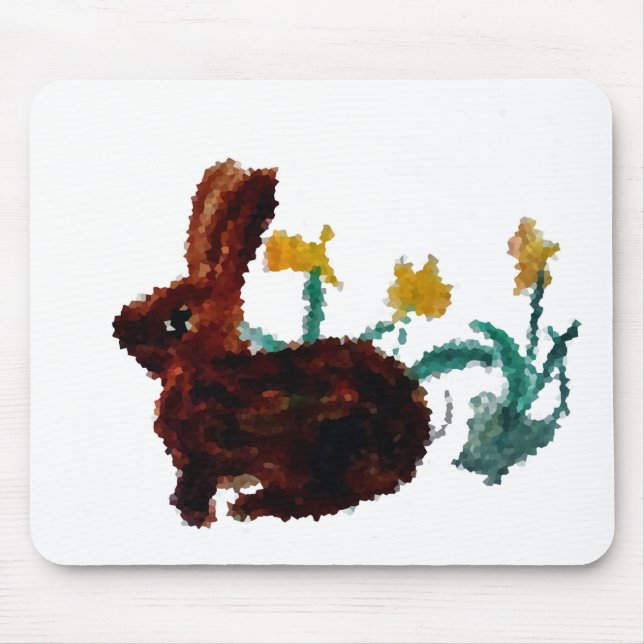 Frühlingshasen Daffodie Art Mousepad (Vorne)