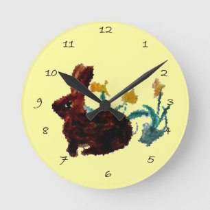 Frühlingshasen Daffodie Art Runde Wanduhr