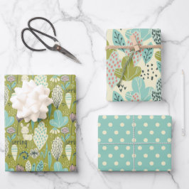 Frühlingshasen-Natur Geschenkpapier Set