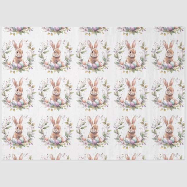 Frühlingshasen Ostereier Kranz Seidenpapier (Vorderseite)