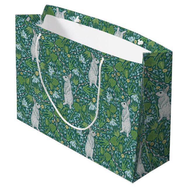 Frühlingshasen Pussy Willows Flora Große Geschenkt Geschenktüte (Rückseite Schrägansicht)