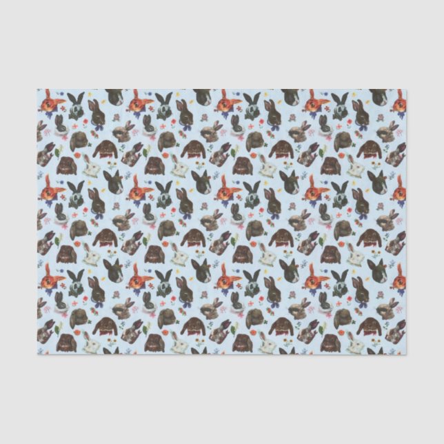 Frühlingshasen Wald Floral Seidenpapier (Vorderseite)