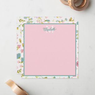 Frühlingshäuschen-Blumen-Monogramm Mitteilungskarte