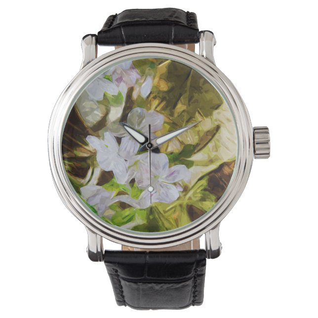 Frühlingshauty eine Wildblume Abstrakt Impressioni Armbanduhr (Vorderseite)