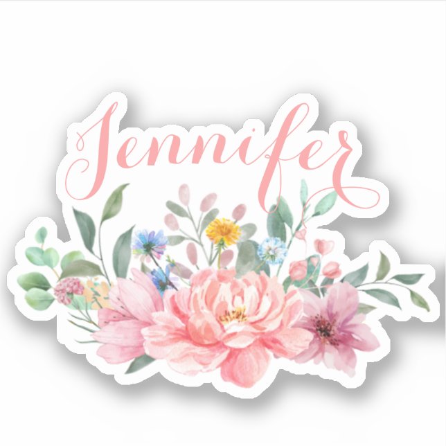 Frühlingsherz Rosa Bläschen Bouquet Persönlicher N Aufkleber (Vorderseite)