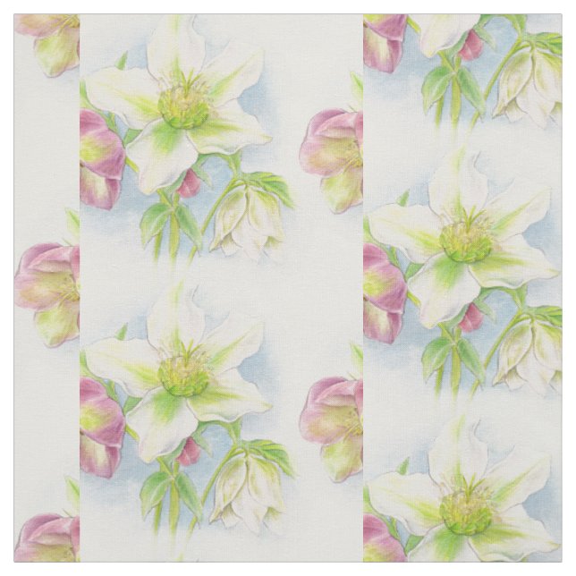Frühlingshhellebohrer, Aquarellgewebe Stoff (Muster)