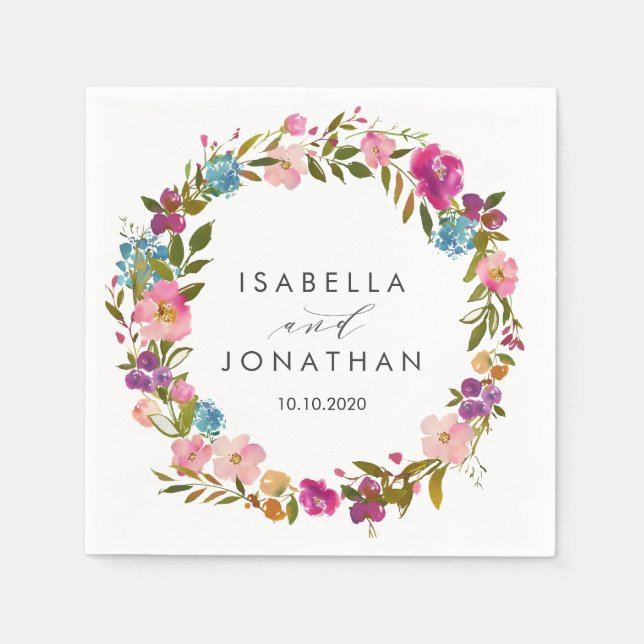 Frühlingshitz | Rosa Blume Hochzeit Custom Serviette (Vorderseite)