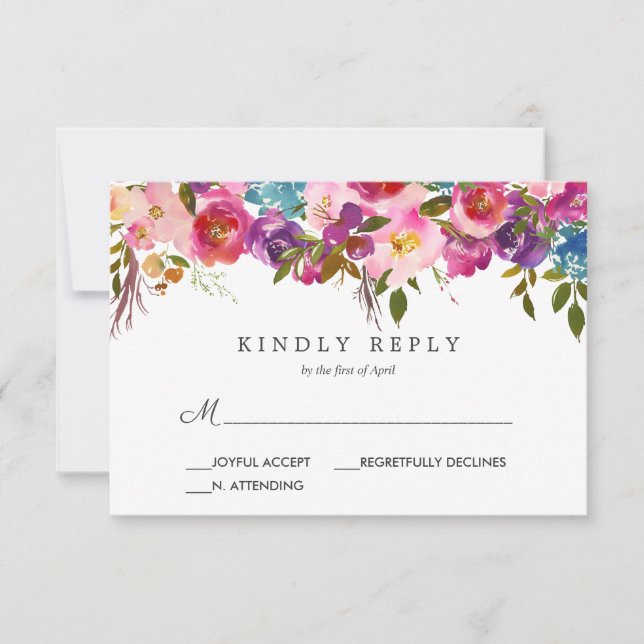 Frühlingshitz | Rosa Blume UAwg für Hochzeitsreakt RSVP Karte (Vorderseite)
