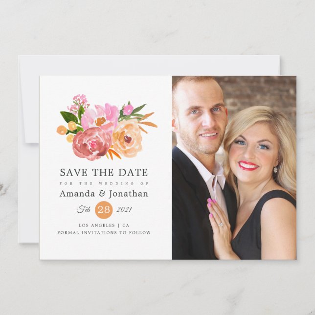 FrühlingsHochzeit mit floralen Hochzeiten Foto Save The Date (Vorderseite)