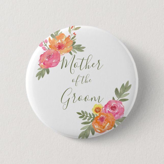 Frühlingshochzeitsblumen Mutter des Bräutigams Button (Vorderseite)