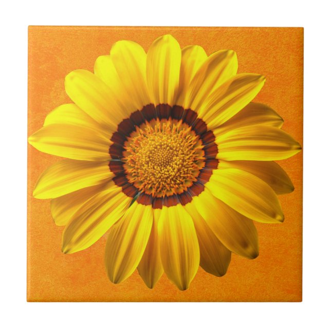 Frühlingshöhe gelbe Blume Fliese (Vorderseite)