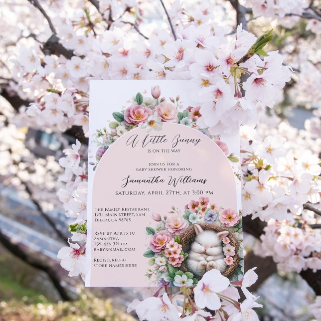 Frühlingshügel Rosa Blumenstrauß Baby Girl Dusche Einladung (Von Creator hochgeladen)