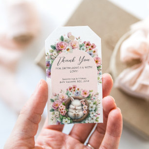 Frühlingshügel Rosa Blumenstrauß Baby Girl Dusche Geschenkanhänger
