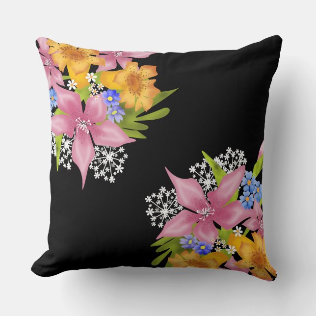 Frühlingshuppe Blumengebäck Blume Rosa Gelb Weiß Kissen (Vorderseite)