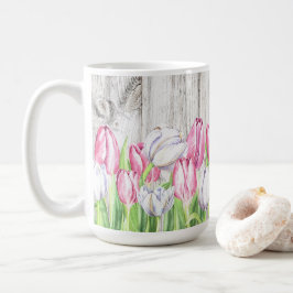 Frühlingshuppen Blume auf Holz Kaffeetasse