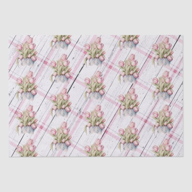 Frühlingshuppen mit rosa Bauernhaus Hintergrund Seidenpapier (Vorderseite)