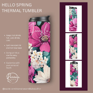 FrühlingsInspiriert Rosa und Grüne Blüte Thermosbecher