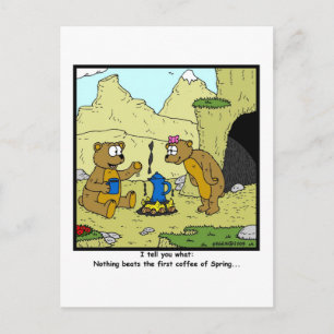 Frühlingskaffee: Bärenbarsch Cartoon Postkarte