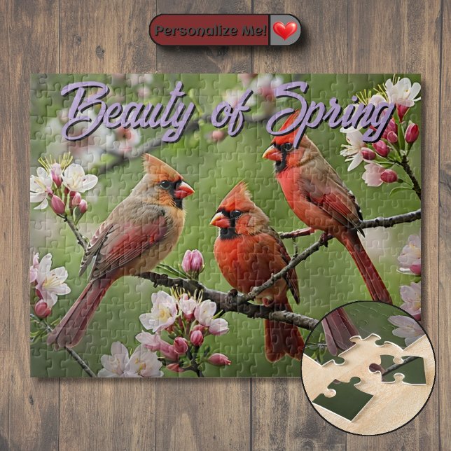 FrühlingsKardinäle (Customizable Spring Cardinals Jigsaw Puzzle)