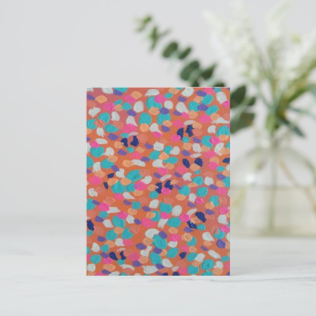 Frühlingskoralle Abstrakt Postkarte (Stehend Vorderseite)
