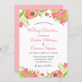 Frühlingskorallen Rosa Blumengarten Wasserfarben H Einladung