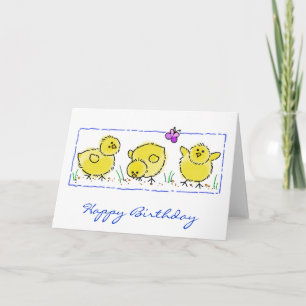 Frühlingsküken Watercolor Geburtstag Karte