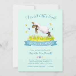 Frühlingslamm überspringen niedliche Babydusche Ei Einladung