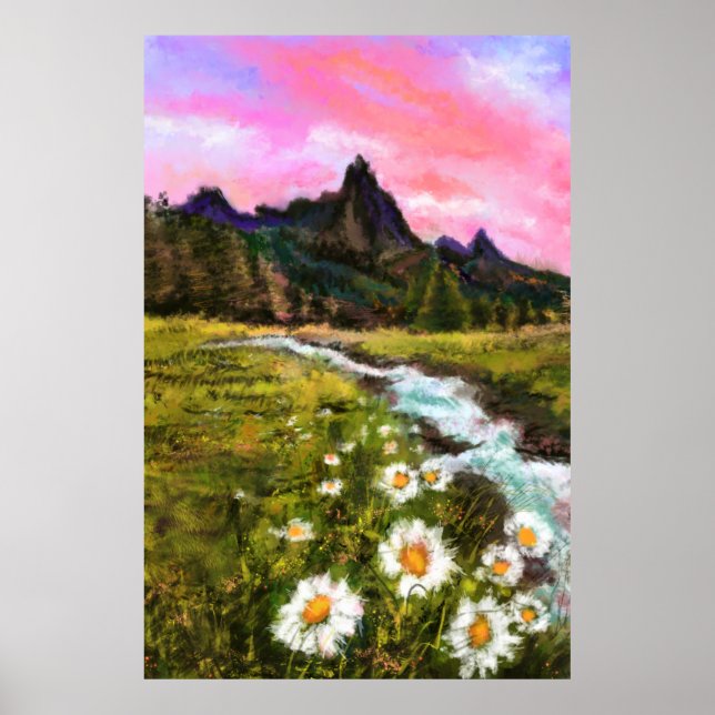 Frühlingslandschaft - Blüte - Originalgemälde Poster (Vorne)