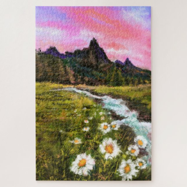 Frühlingslandschaft - Blütendes Originalgemälde (Vertikal)