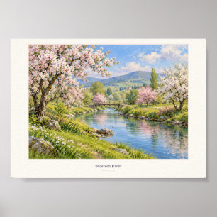 Frühlingslandschaft Kunstprint Blossom River Poster