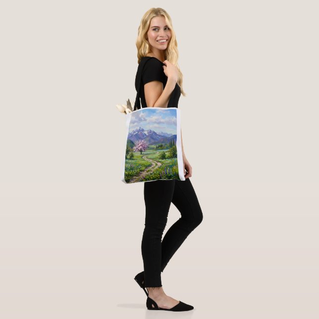 Frühlingslandschaft Ölgemälde Einkaufstasche Tasche (Am Model)