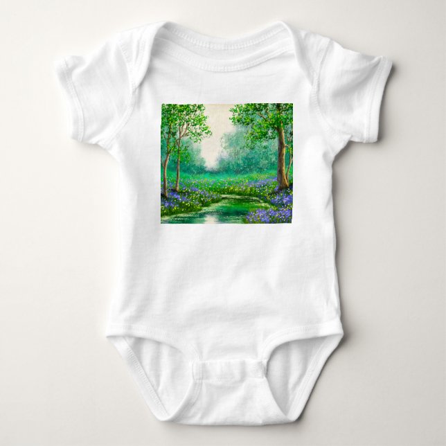 Frühlingslandschaft Ölmalerei, Wald. Baby Strampler (Vorderseite)