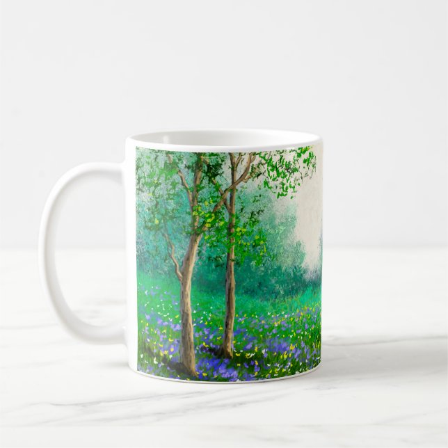 Frühlingslandschaft Ölmalerei, Wald. Kaffeetasse (Links)