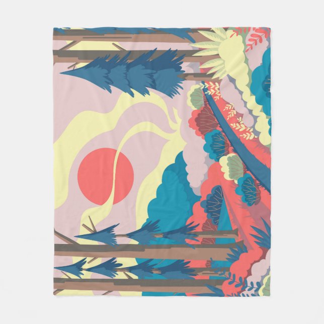 Frühlingslandschaft: Vintage Landschaft Fleecedecke (Vorderseite)