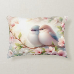Frühlingsliebesvögel Kirschblüten Floral Dekokissen
