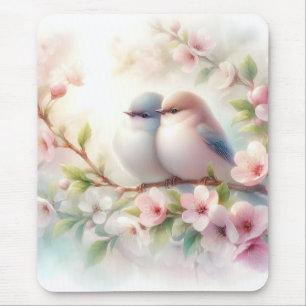 Frühlingsliebesvögel Kirschblüten Floral Mousepad