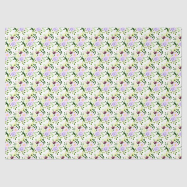 Frühlingslila Blumen mit Laub Seidenpapier (Vorderseite)