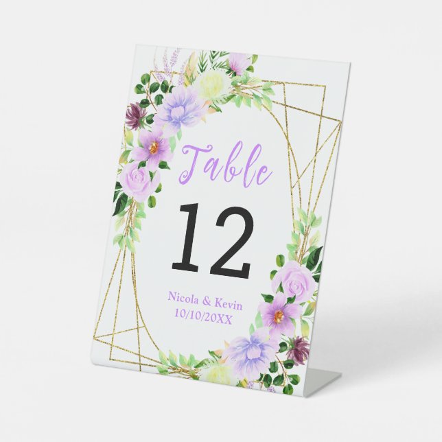 Frühlingslila Blumen mit Laub Sockelschild (Vorderseite)