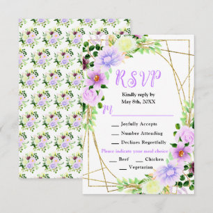 Frühlingslila Blüten mit Laub RSVP Karte