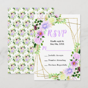 Frühlingslila Blüten mit Laub RSVP Karte