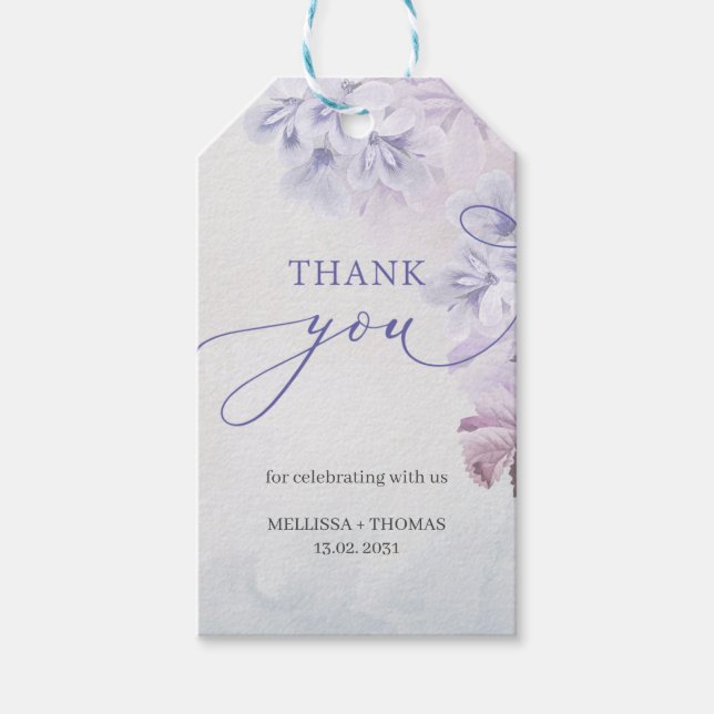Frühlingslila Blüten staubblauer Lila Hochzeit Geschenkanhänger (Vorderseite)
