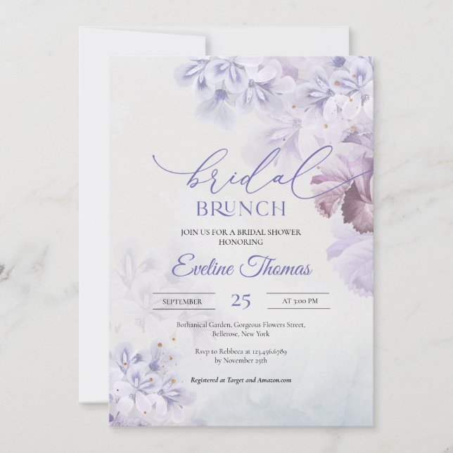 Frühlingslilac lila bläulich rosa Bridal Brunch Einladung (Vorderseite)