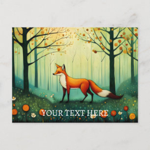 Frühlingsmäßige Blume Mystical Forest Fox Malerei Postkarte