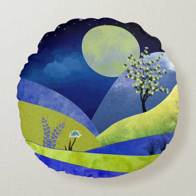 Frühlingsmond Rundes Kissen (Vorderseite)